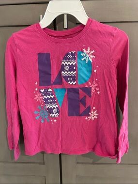Place Hot Pink Long-Sleeve Tee with LOVE Graphic
